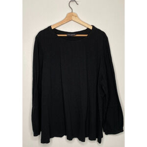 Lane Bryant – Size 22/24 – Black Top – 100% Cotton – Puff Sleeve – Casual Top